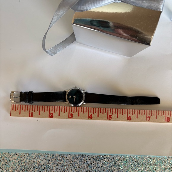 Authentic Movado Swiss Quartz Museum Classic Black Leather Silver Women’s Watch - Picture 9 of 11
